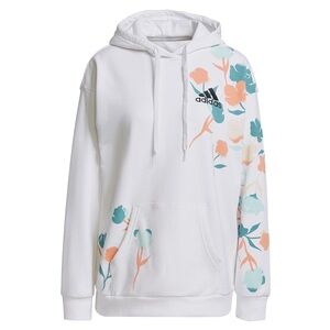 Adidas Women's White Hoodie with Floral Accents New with tags medium